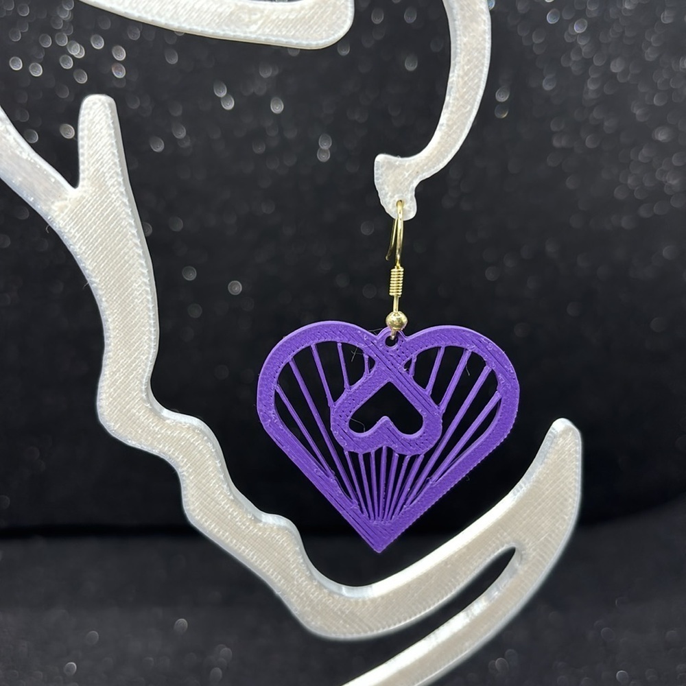 Purple Heart Earrings - Picture 3 of 5